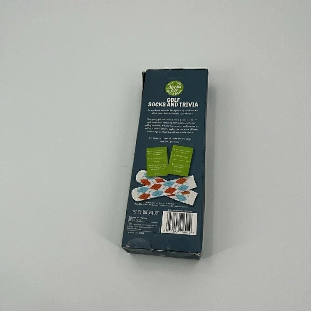 New Golf Socks & Trivia Gift Set Professor Puzzle Argyle Men’s Size 6-12
